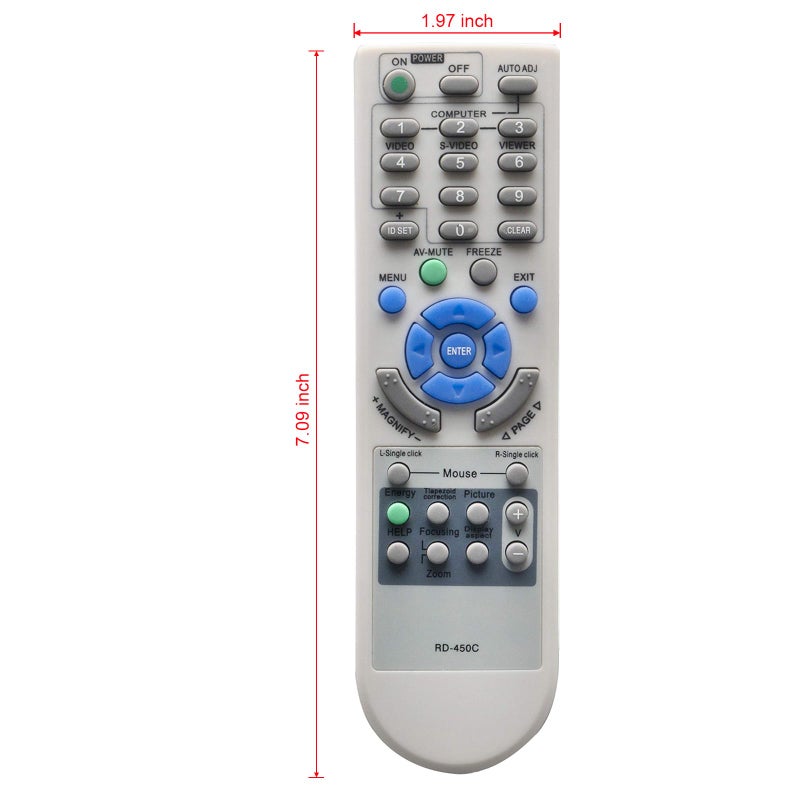 Vinabty RD-450C Replaced Remote fit for NEC Projector RD-448E LT150Z LT170 LT180 LT180+ LT220 LT240 LT240K LT245 LT25 LT260 LT260K LT265 LT280 LT30 LT30+ LT35 LT35+ LT37 LT37+ LT375 LT380 LT60 M230X M230X+ - Image 3